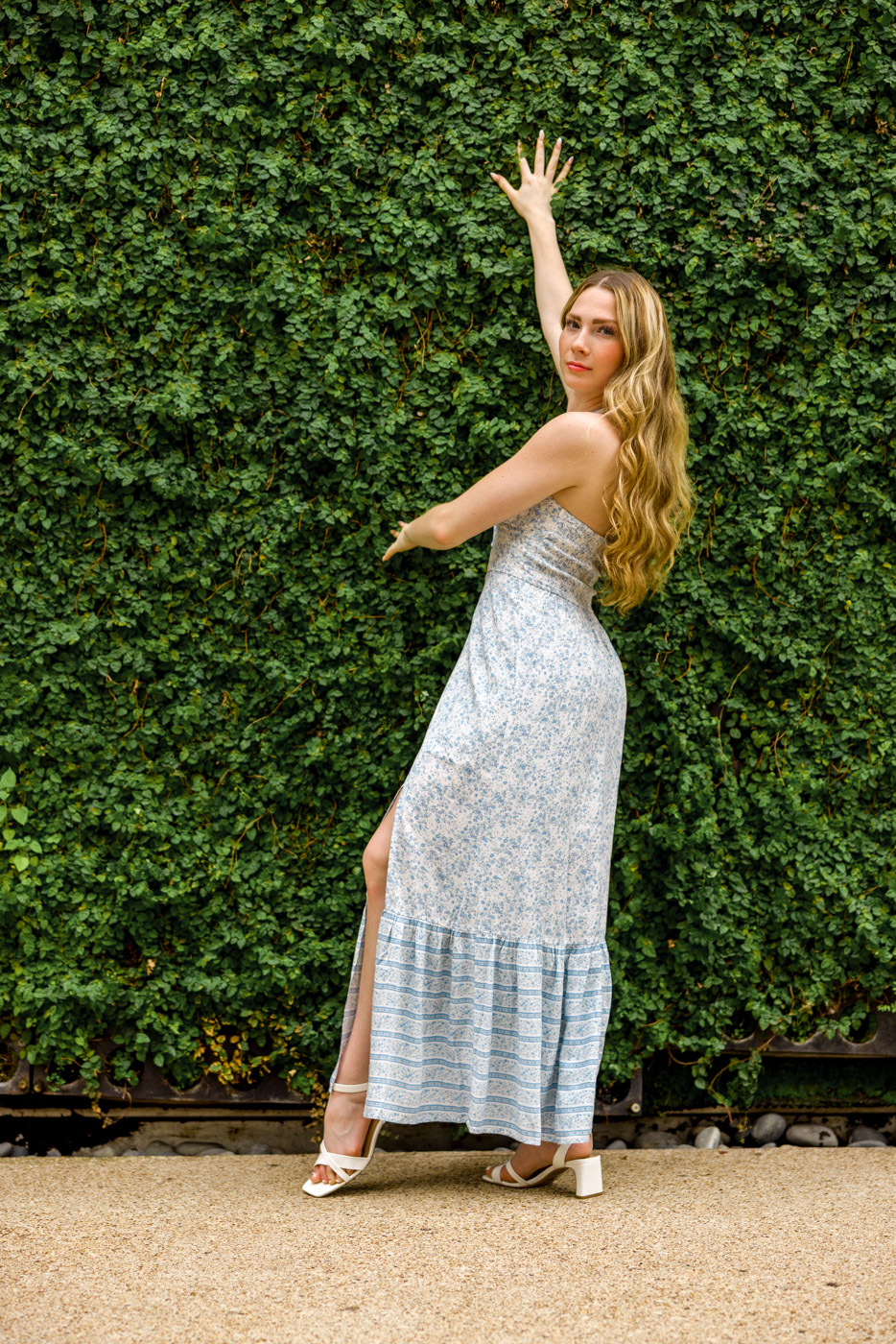 Vogue-style senior portrait, The Domain, Austin
