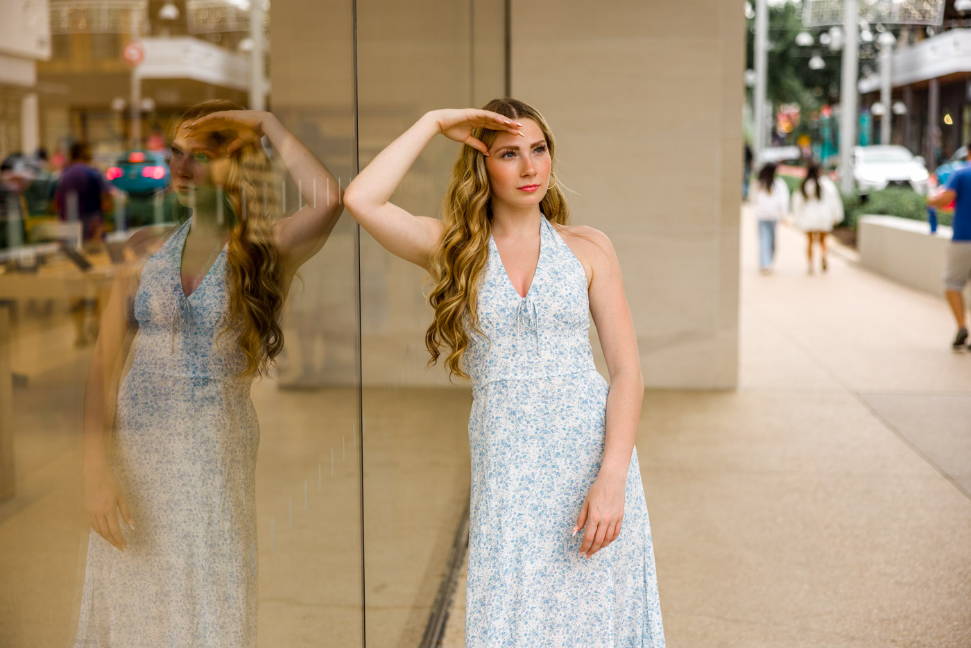 Senior portrait session beginning at The Domain, Austin