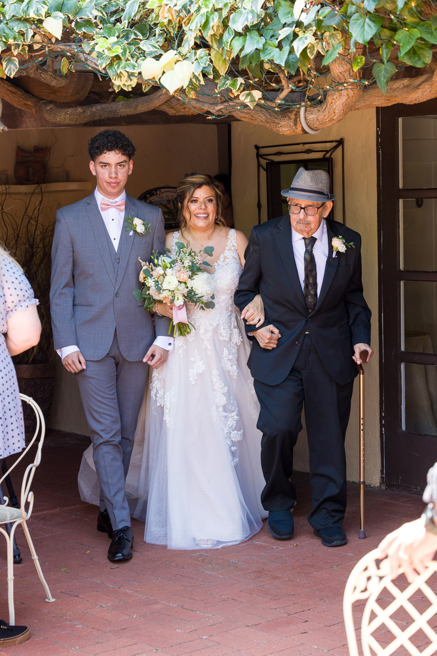 Wedding processional, Santa Ana garden ceremony