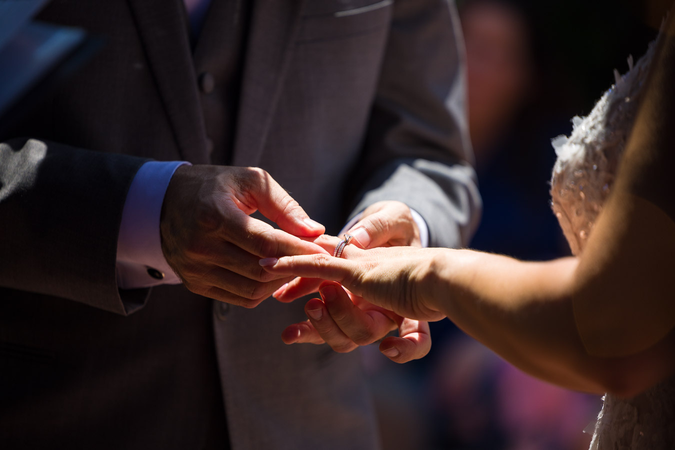 Ring exchange during the garden ceremony
