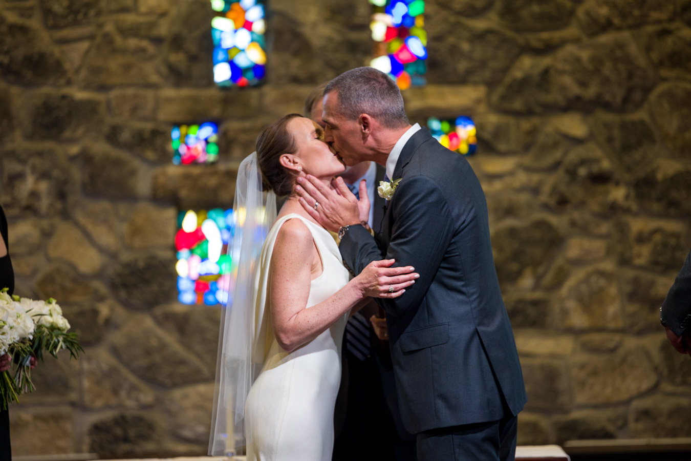 First kiss at Westlake Church wedding ceremony
