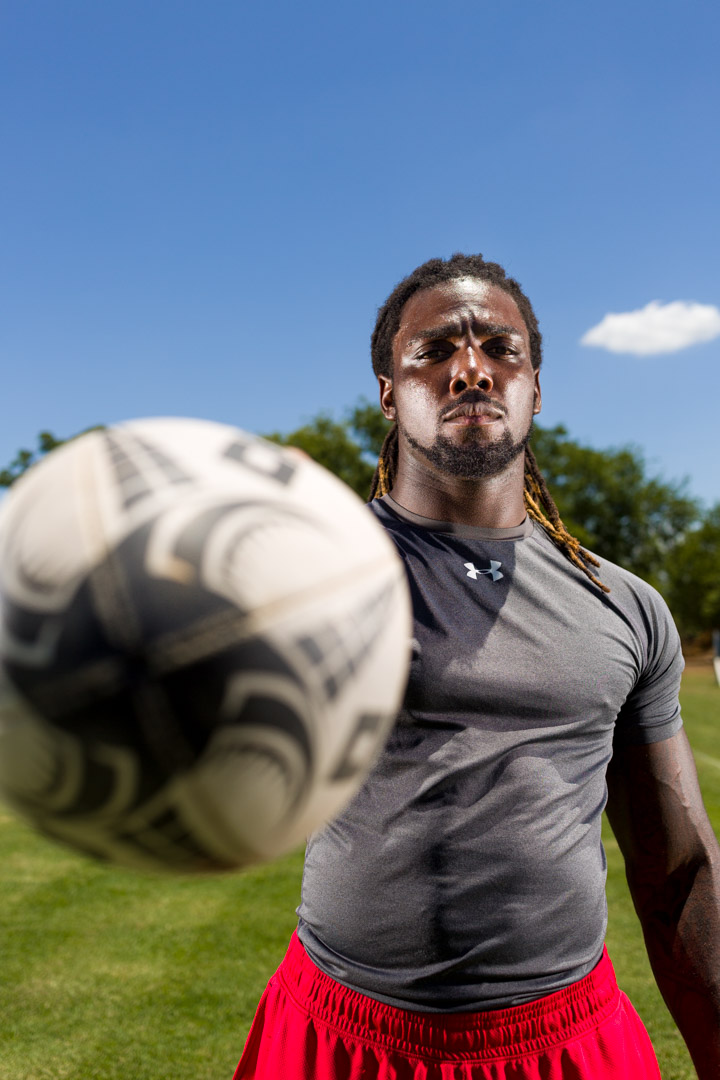 Youth soccer team portrait, Austin
