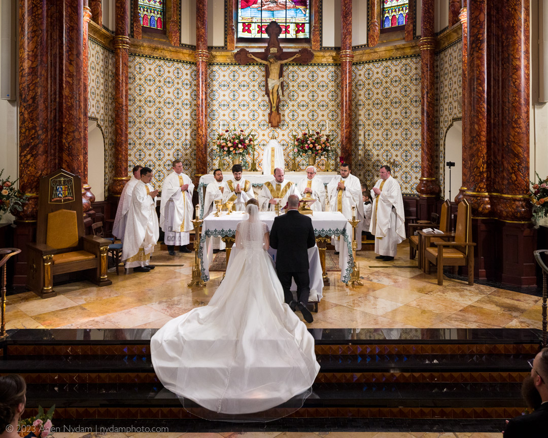 Michael and Hannah's Catholic wedding ceremony at St Mary Cathedral, Austin, Texas